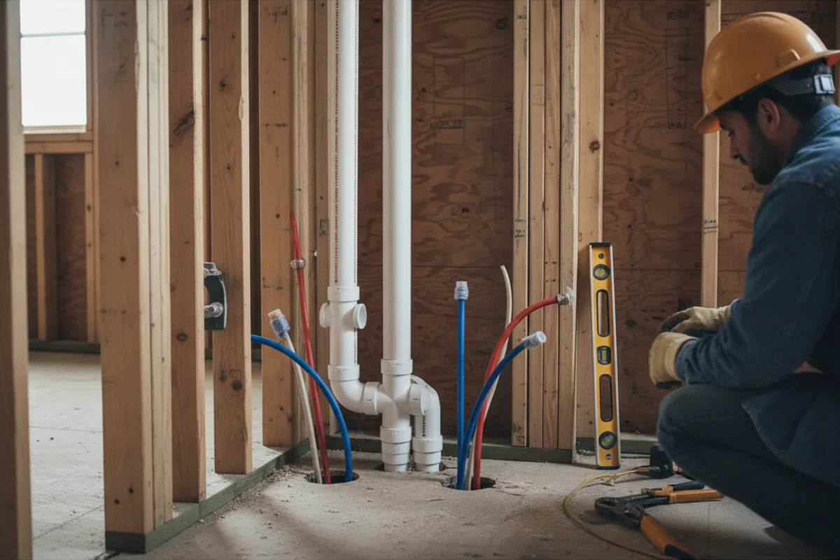 Drain and supply rough-in during Garbage Disposal Repair in Sun Valley