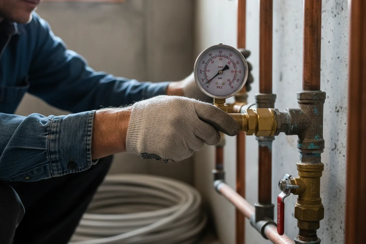Pressure testing a repaired line during Water Line Repair in Sun Valley